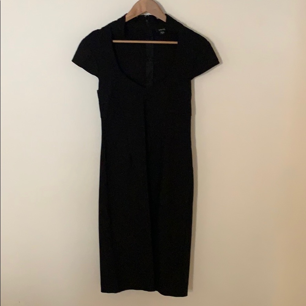 Back zipper stretchy black cocktail dress